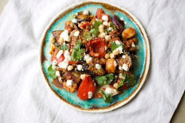 Seasonal Aubergine, Tomato, Red Pepper And Chickpea Traybake ...